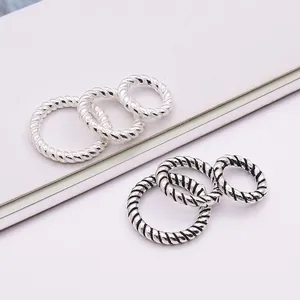 S925 Sterling Silber Kordelringe in poliertem Silber und Vintage-Look für DIY-Schmuck