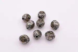 Perline in argento sterling S925 con mantra zodiacali dorati e finitura vintage