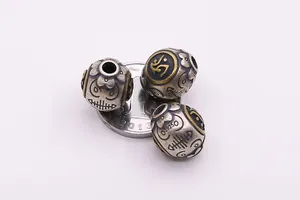 Macro di perline in argento S925 con incisione vintage per creazione di gioielli