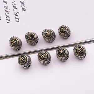Perline Distanziatrici Buddha Guardiano dello Zodiaco in Argento Sterling 925 Stile Tibetano Etnico Vintage Accessori Fai da Te