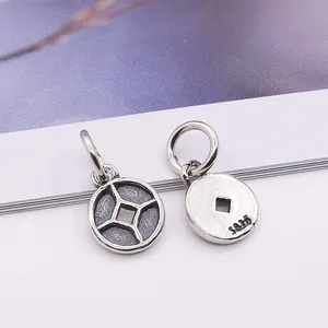 Pendentifs pièces en argent sterling S925 style vintage pour colliers et bracelets DIY