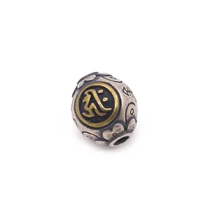 Perla distanziatrice Buddha protettore vintage in argento S925 per gioielli fai da te