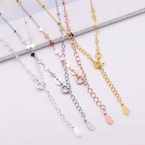 S925 Sterling Silver Heart Bead Chain Necklace DIY Jewelry Making Minimalist Dainty Clavicle Chain For Women Jewelry Gift