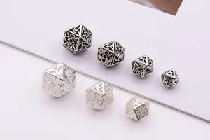 Macro di distanziatori a cubo cavo in argento S925 con motivi floreali vintage per gioielli