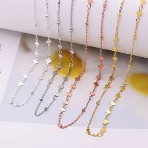S925 sterling silver heart and bead chain necklace in silver, rose gold, and gold finishes