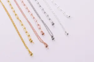 Catena fai-da-te in argento S925 con maglie a graffetta e vassoio ad ago per perle