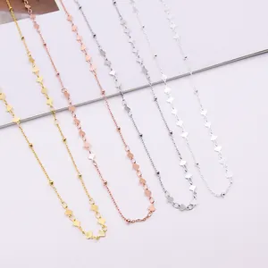 Minimalist S925 sterling silver heart bead chain necklace in four elegant finishes