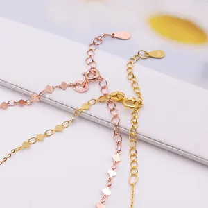 Elegant S925 sterling silver heart chain necklace in rose gold and yellow gold finishes