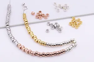 Gepolijste S925 zilveren cilinder kralen in de kleuren zilver, goud en roségoud
