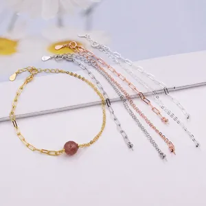 S925 Argento Sterling DIY Catena Bracciale Semilavorata Per Künstliche Perle Catena Asimmetrica Graffetta E Croce Con Estensione