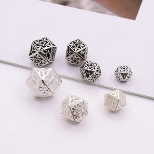 Perle distanziatrici a rombo in argento S925 traforato con incisioni floreali per gioielli