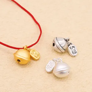 Pendente a Forma di Campana in Argento Puro S999 Con Etichetta Benedizione Per Accessori Gioielli Fai-da-te Metallo Opaco