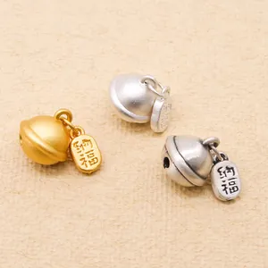 Campanelli portafortuna in argento sterling S999 DIY con targhette incise in oro e argento