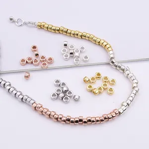 925 Sterling Zilveren Ronde Kraaltjes DIY Sieraden Accessoires Goud Roségoud Platina Vergulde Buis Kraaltjes Voor Armbanden