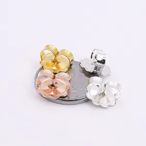S925 sterling silver large flower-shaped earring backs in gold, rose gold and silver finish