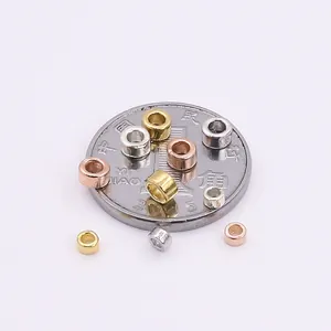 S925 sterling zilveren cilindrische afstandsparels in goud zilver en roségoud voor DIY