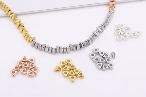 Macro de cuentas triangulares de plata S925 en oro y oro rosa para joyería artesanal