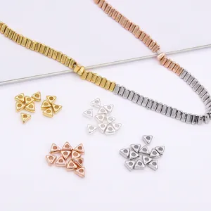 Cuentas Sueltas de Triángulo de Plata de Ley 925 Cuentas Espaciadoras Geométricas para Fabricación de Joyería Artesanal DIY