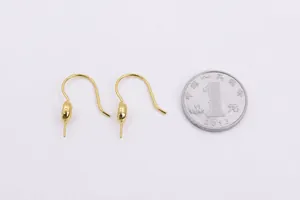 Detailed view of golden S925 sterling silver earring hooks with precise size measurements
