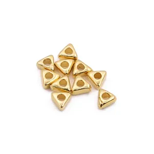 Cuentas espaciadoras triangulares doradas en plata S925 para creación de joyas DIY