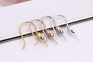 Close-up of S925 sterling silver earring hooks with 925 hallmark in four metal finishes