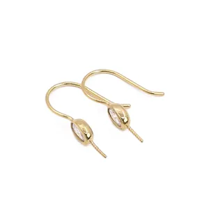 Golden S925 sterling silver earring hooks with marquise zircon for DIY jewelry making