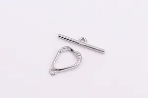 Detail of S925 sterling silver geometric toggle clasp for DIY jewelry making