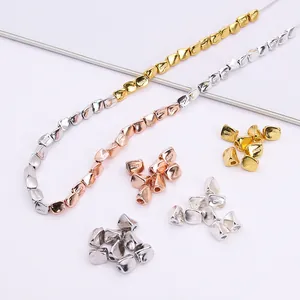 S925 Sterling Silver Irregular Loose Beads For DIY Jewelry Making Accessories Gold Rose Gold Platinum Plated Spacer Beads