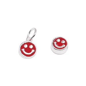 S925 sterling zilveren rode emaille lachebekje hanger en kraal voor DIY-sieraden