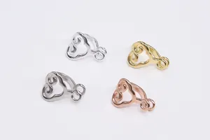 Macro detail of S925 silver cloud clasp connectors in four metallic color finishes