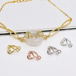 S925 Sterling Silver Pendant Clasp DIY Jewelry Connector With Auspicious Cloud Heart Pattern Electroplated Necklace Accessory Findings