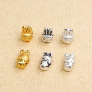 999 Sterlingsilber Hasen Charms 3D Hartsilber Hase Mit Stern DIY Schmuckperlen Für Armband Halskette Damen