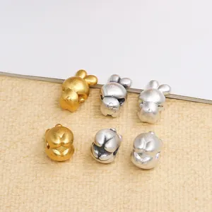 S999 Silber und Gold Hasenperlen für DIY Schmuck mit matter Oberfläche im Stern-Stil