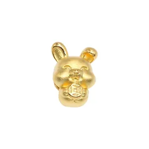 3D S999 Silber goldene Hasenperle mit Glücksmünze für DIY-Armbandherstellung