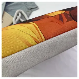 Detail of printed canvas tote bag showing thick fabric texture and artistic patterns