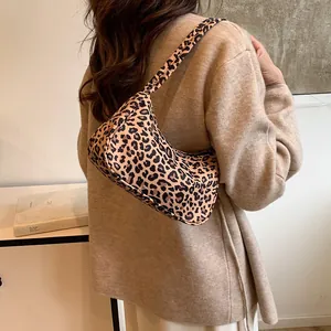 Fashionable leopard print underarm shoulder bag for women with a vintage aesthetic look