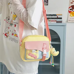 Borsa a tracolla in nylon stile giapponese dai colori pastello con ciondolo a luna