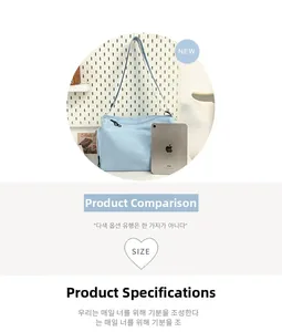 Close-up of light blue canvas pillow bag compared with an iPad for size display
