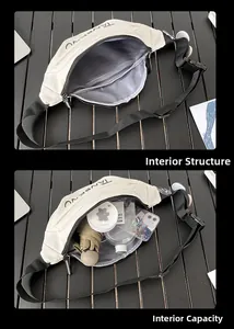 Internal structure and capacity display of the minimalist cream nylon crossbody chest bag
