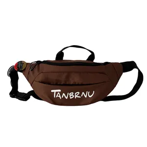 Minimalist dark brown chest bag for men and women featuring adjustable nylon strap
