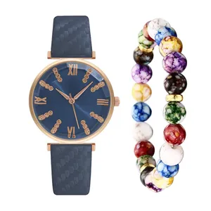 Orologio al Quarzo da Donna con Bracciale e Scatola Regalo Cassa in Lega Cinturino in Ecopelle Intrecciata Quadrante Numeri Romani Orologio da Polso