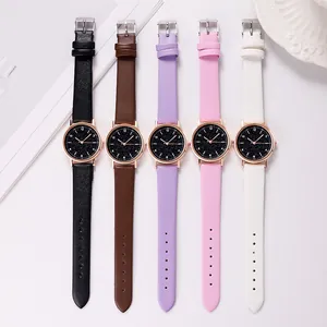 Damen-Armbanduhren-Set mit Sternenhimmel-Zifferblatt in Schwarz, Braun, Lila, Rosa und Weiß