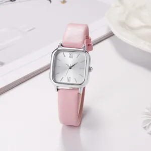 Vintage Women's Square Quartz Watch Minimalist Casual Wristwatch With Faux Leather Strap Roman Numeral Dial Alloy Case Fashion Elegant Timepiece