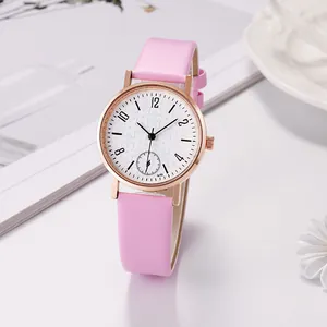 Women's Fashion Quartz Watch With Faux Leather Strap Rose Gold Case Floral Dial Elegant Versatile Wristwatch For Ladies