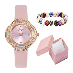 Luxus Damen Strass Uhr Und Perlenarmband Und Box Kunstlederarmband Quarz Analog Armbanduhr Mode Schmuck