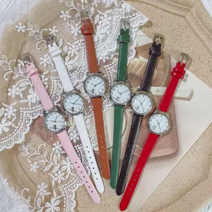 Simpatico Orologio al Quarzo con Orecchie di Gatto per Donna Ragazza Quadrante con Gatto Cinturino in Pelle PU Moda Studente
