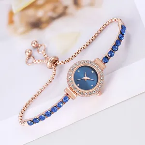Fashion Women's Rhinestone Bracelet Watch Elegant Rose Gold Metal Quartz Watch Adjustable Bangle Wristwatch Jewelry Gift For Ladies