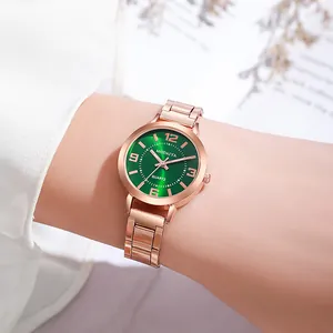Montre à Quartz Mode pour Femmes Bracelet en Alliage Or Rose Cadran Rayon de Soleil Minimaliste Élégante de Poignet