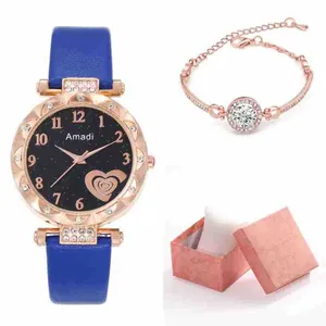 Montre rose gold pour femme avec bracelet diamant assorti dans une boîte cadeau rose