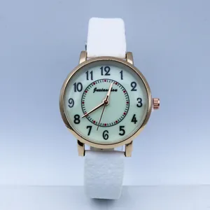 Women's Luminous Quartz Watch Vintage Casual PU Leather Strap Alloy Case Arabic Numerals Wristwatch For Ladies Students Gift